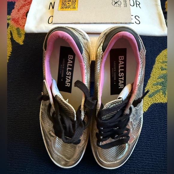 Golden Goose Ball Star Leopard Star Platinum Leather Pink Soles - Picture 5 of 12